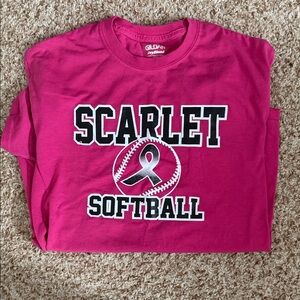Gildan Pink Scarlet Softball Tee